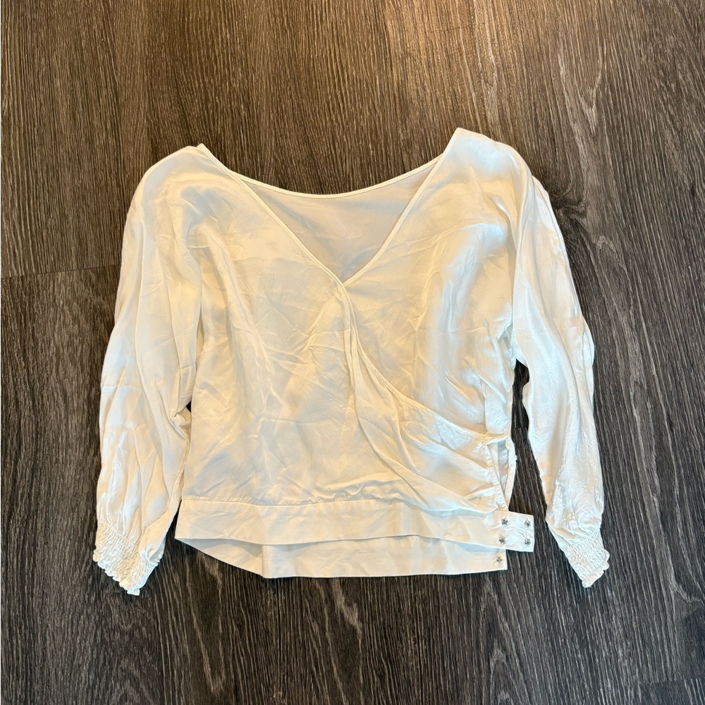 Babaton Cream Puff Sleeve Wrap Blouse